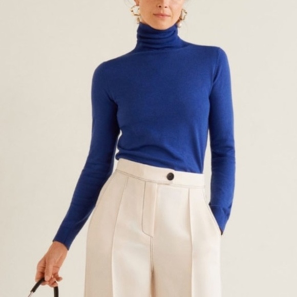 Mango Sweaters - Mango Turtleneck Sweater Cobalt Blue